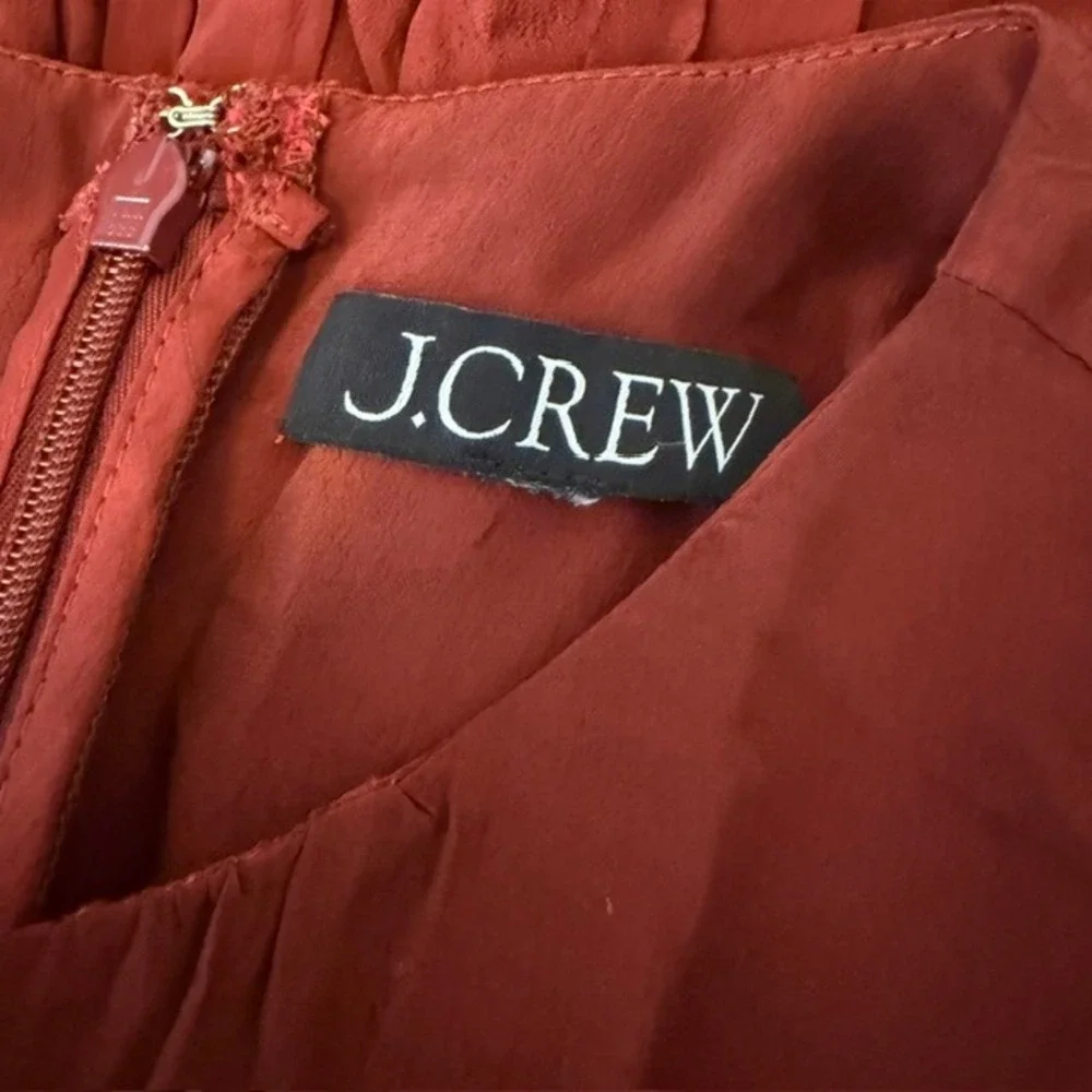 J.Crew Cinched-waist Midi Dress Dip-dyed Crepe de Chine Red Small